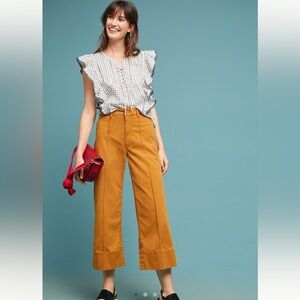 Anthropologie Cropped Wide Leg Chino Pants